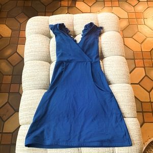 Vfish medium blue pocket dress with adorable cross back design